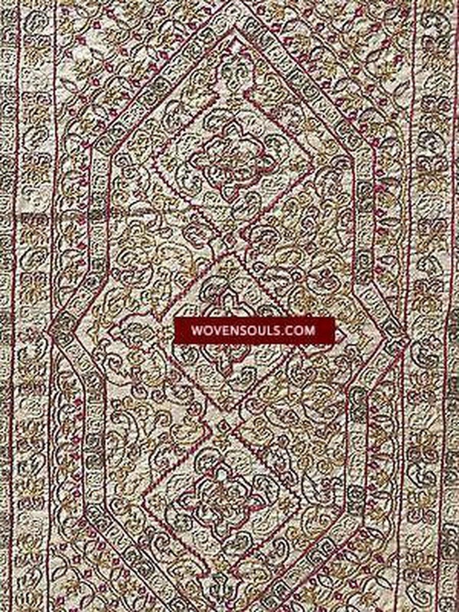 E143 VINTAGE ORISSA EMBROIDERY ON SILK HOME DECOR PANEL - NOW NO LONGER MADE-WOVENSOULS-Antique-Vintage-Textiles-Art-Decor