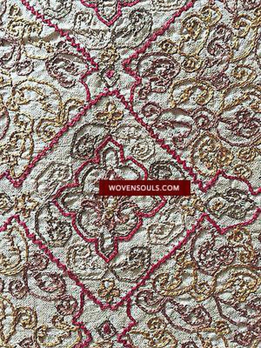 E143 VINTAGE ORISSA EMBROIDERY ON SILK HOME DECOR PANEL - NOW NO LONGER MADE-WOVENSOULS-Antique-Vintage-Textiles-Art-Decor