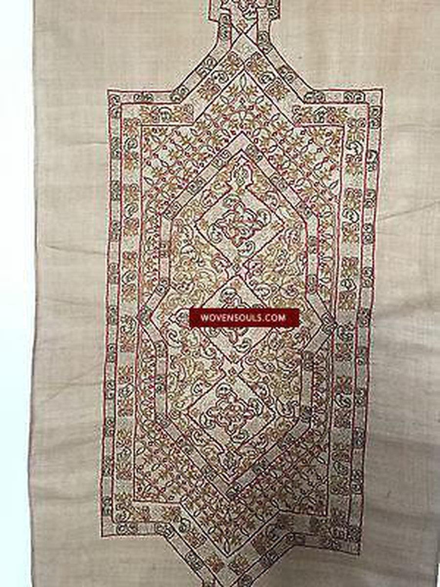 E143 VINTAGE ORISSA EMBROIDERY ON SILK HOME DECOR PANEL - NOW NO LONGER MADE-WOVENSOULS-Antique-Vintage-Textiles-Art-Decor