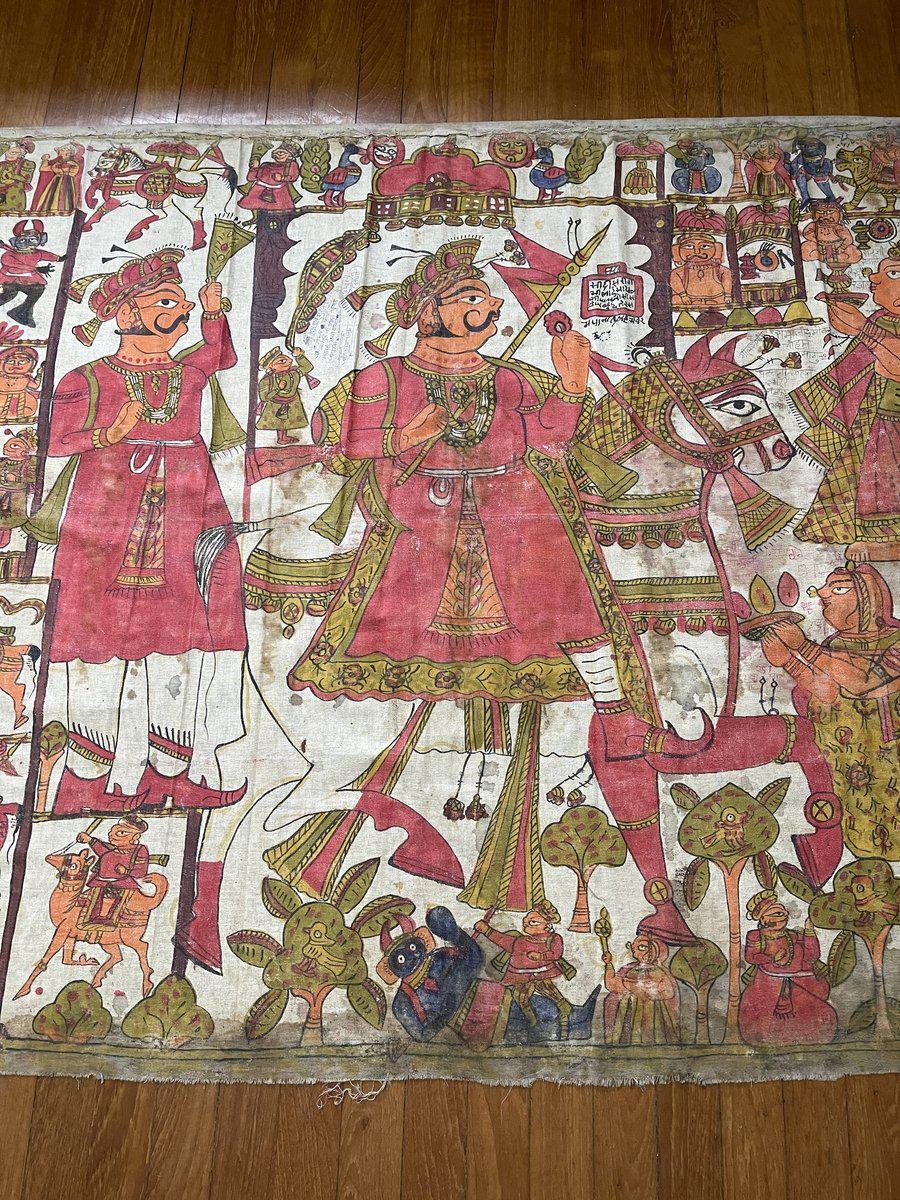 657 Complete Old Phad Narrative Painting [LARGE] / Rajasthan-WOVENSOULS-Antique-Vintage-Textiles-Art-Decor