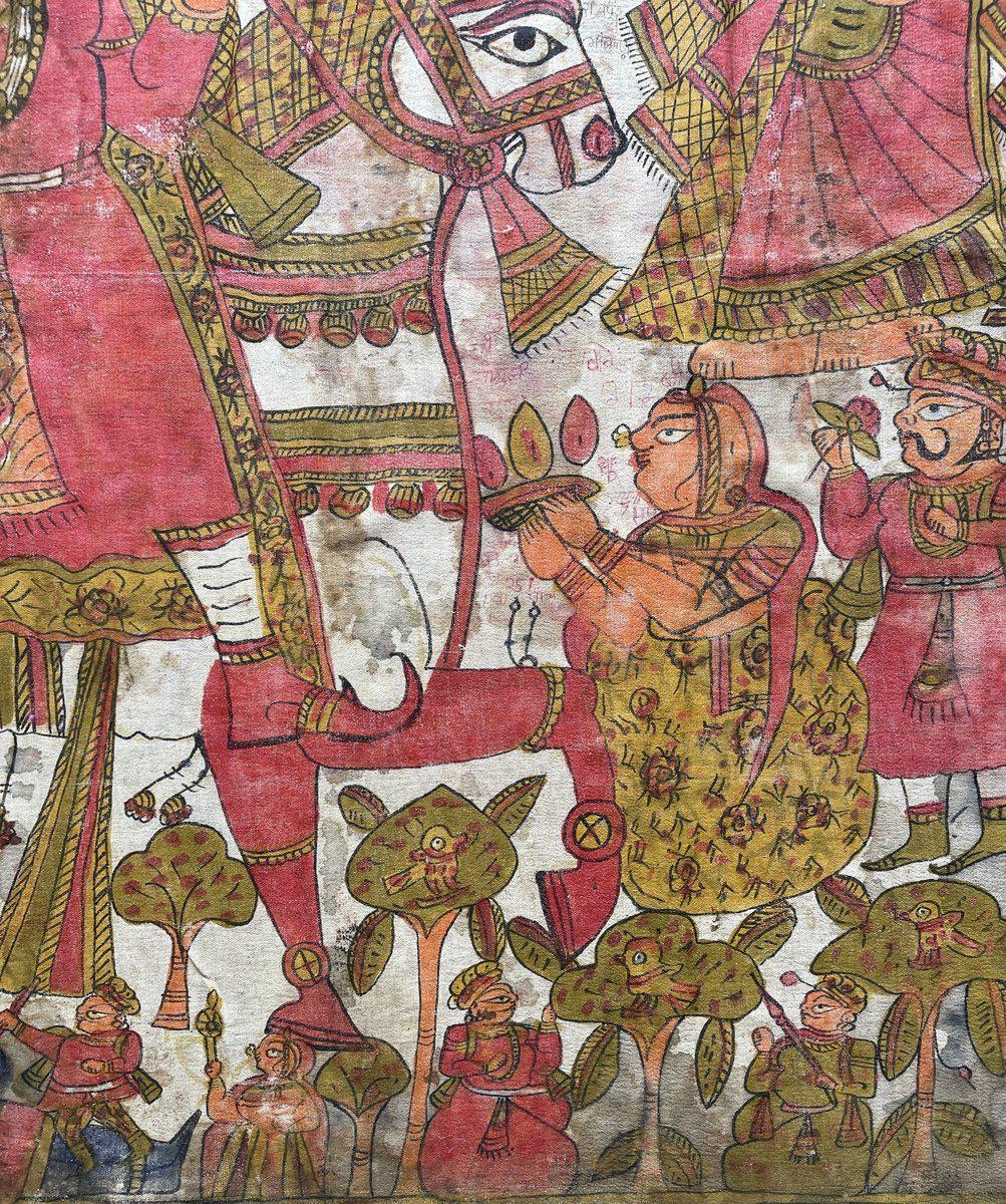 657 Complete Old Phad Narrative Painting [LARGE] / Rajasthan-WOVENSOULS-Antique-Vintage-Textiles-Art-Decor