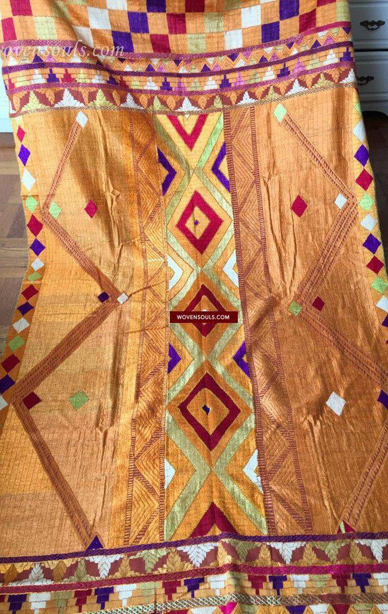 Lot 11 - 814 Phulkari Bagh Textile - Rare Pattern SOLD-WOVENSOULS-Antique-Vintage-Textiles-Art-Decor