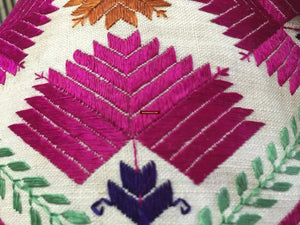 LOT 41 - 916 Antique White Base Superfine Pink Embroidery Shawl SOLD-WOVENSOULS-Antique-Vintage-Textiles-Art-Decor