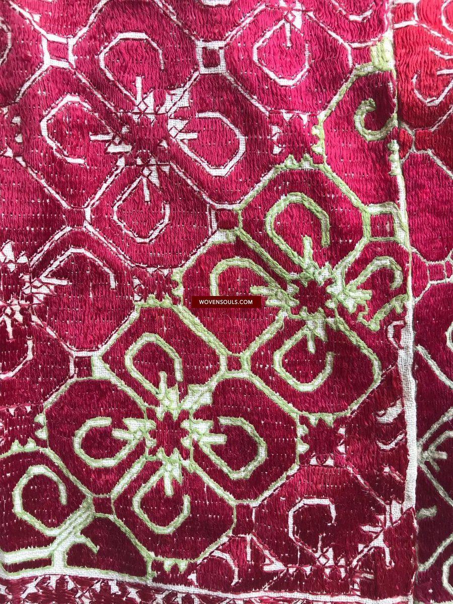 LOT 57 - 1350 RARE Unusual Antique Weddding Shawl Textile with Embroidery from Swat Valley SOLD-WOVENSOULS-Antique-Vintage-Textiles-Art-Decor