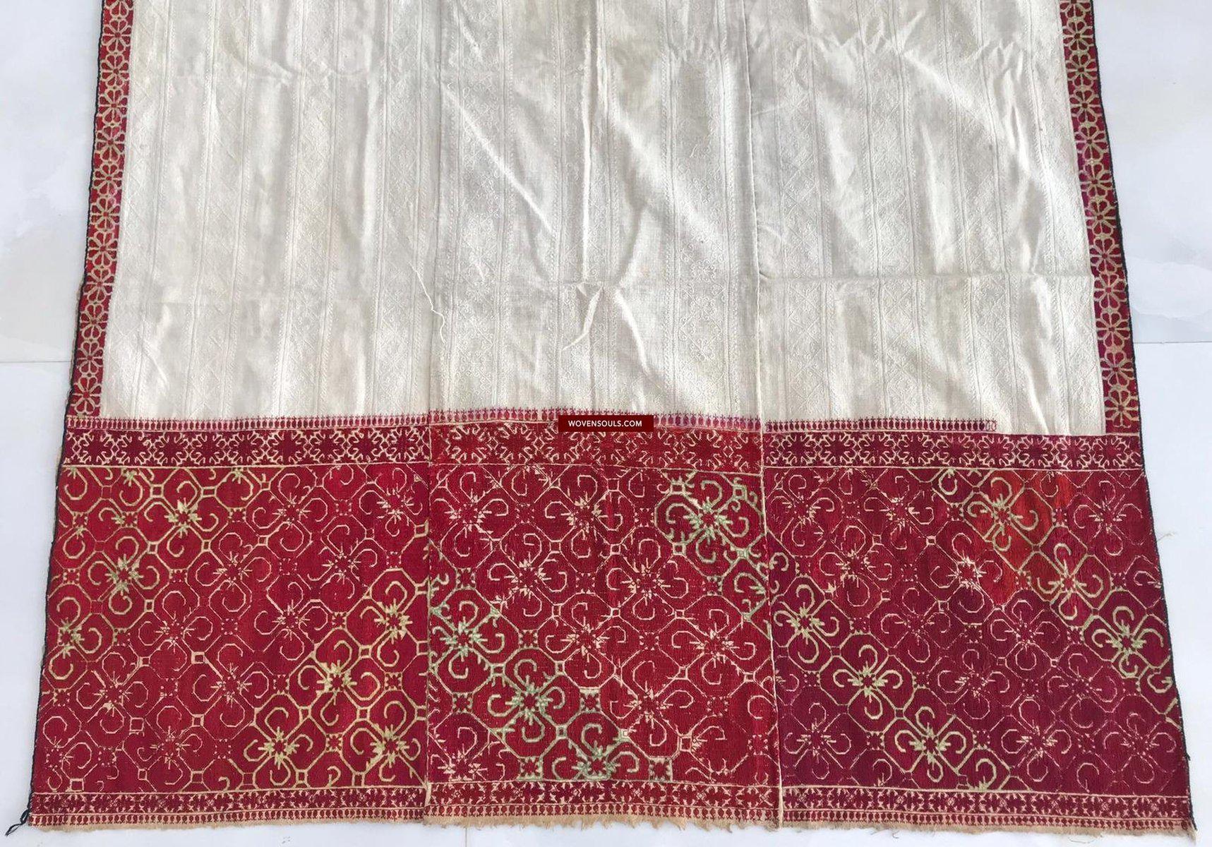 LOT 57 - 1350 RARE Unusual Antique Weddding Shawl Textile with Embroidery from Swat Valley SOLD-WOVENSOULS-Antique-Vintage-Textiles-Art-Decor