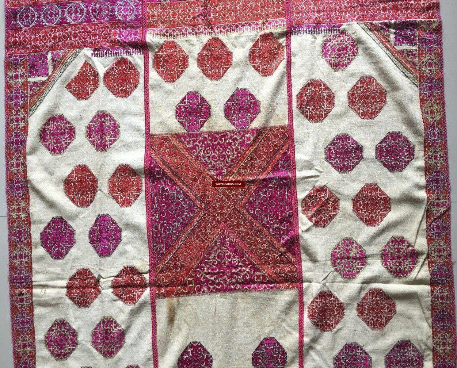 Lot 61 - 1067 Superb Antique Bridal Shawl - Embridery Swat Valley - SOLD-WOVENSOULS-Antique-Vintage-Textiles-Art-Decor